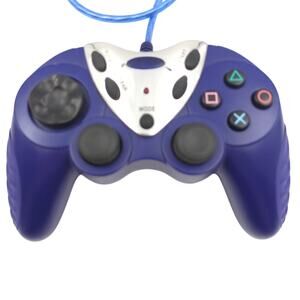 INTEC Wired Controller for PlayStation 1 PS1 PS2 Dual Analog Turbo Blue Tested